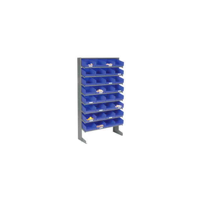 GoVets™ 8 Shelf Floor Pick Rack - 32 Blue Plastic Shelf Bins 8 Inch Wide 33x12x61 425BL603
