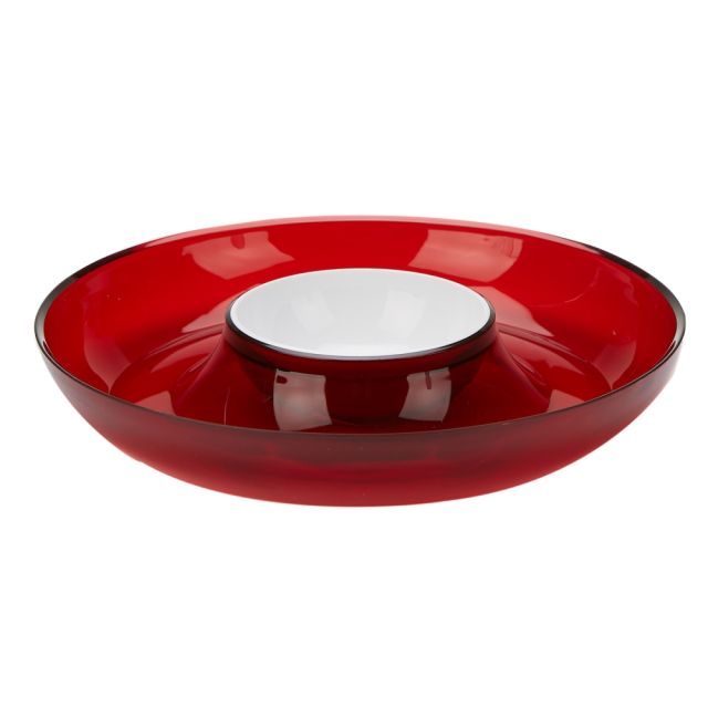 Mind Reader 2-Compartment Chips And Dip Bowl DIPCHIP-RED