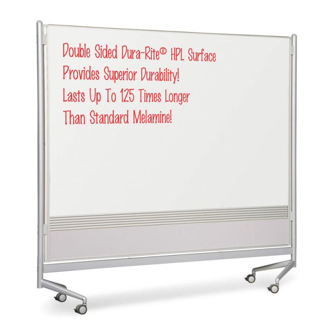 Balt Best Rite Mobile Dry-Erase Whiteboard Double-Sided Partition, 74in x 76in x 12in, Aluminum Frame With Silver Finish MPN:661AG-HH