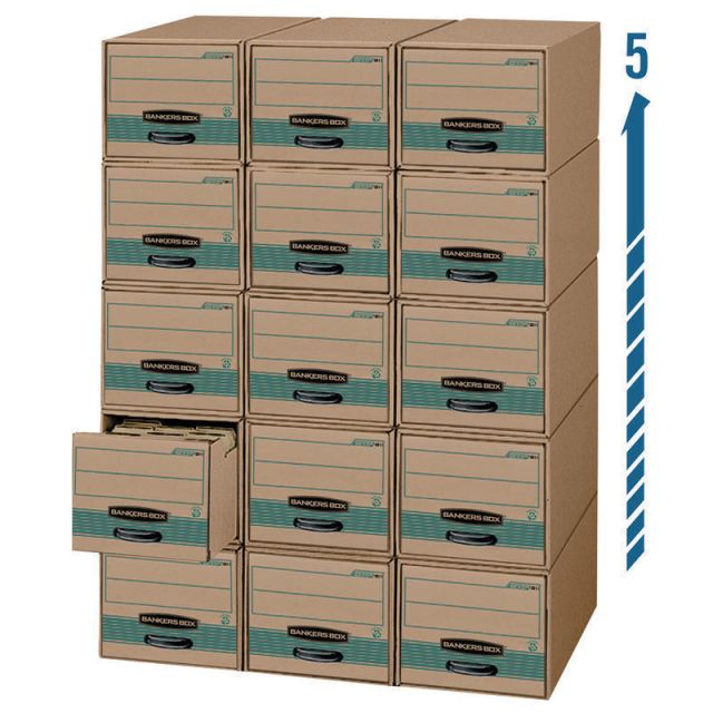 Bankers Box Stor/Drawer Steel Plus Drawer Files, Letter Size, 23 1/4in x 12 1/2in x 10 3/8in, 100% Recycled, Kraft/Green, Pack Of 6 MPN:FEL1231101
