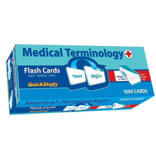 QuickStudy Flash Cards, 4in x 3-1/2in, Medical Terminology, Pack Of 1,000 Cards (Min Order 203636