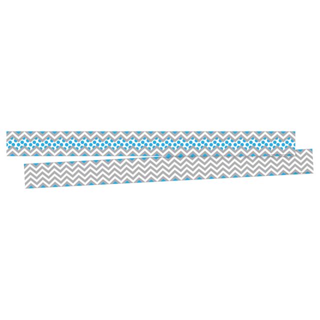 Barker Creek Double-Sided Border Strips, 3in x 35in, Chevron Gray/Blue, Set Of 24 (Min Order Qty 4) MPN:BC3657