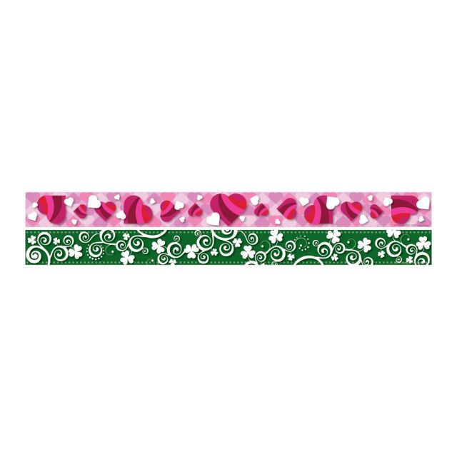 Barker Creek Double-Sided Straight-Edge Border Strips, 3in x 35in, Heart/Clover, Pack Of 12 (Min Order Qty 5) MPN:LL973