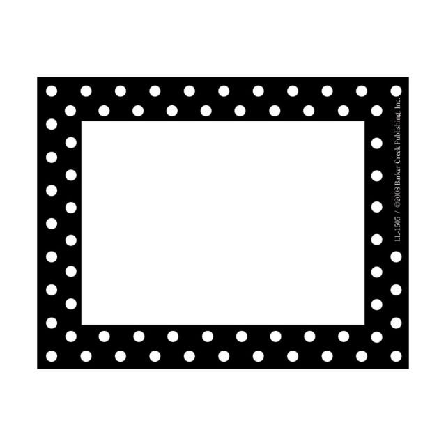Barker Creek Self-Adhesive Name Badge Labels, 3 1/2in x 2 3/4in, Black-And-White Dots, Pack Of 45 (Min Order Qty 6) MPN:LL1505