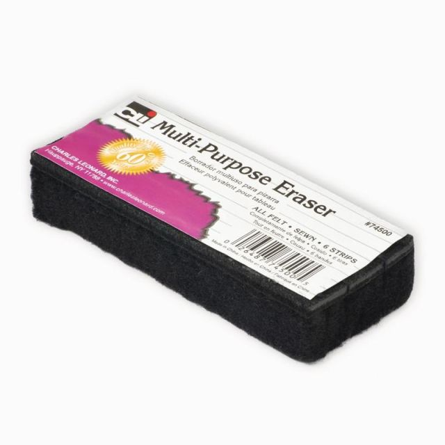 Charles Leonard Multi-Purpose Dry-Erase & Chalkboard Eraser, 5in, Black, 12 Per Pack, Set Of 2 Packs (Min Order Qty 2) MPN:CHL74500BN