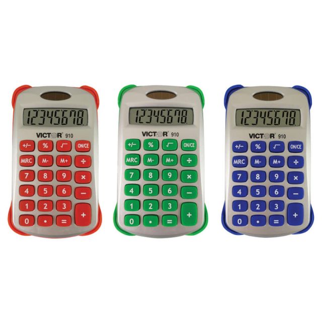 Victor Colorful 8-Digit Handheld Calculators, Pack Of 5 (Min Order Qty 2) MPN:VCT910BN