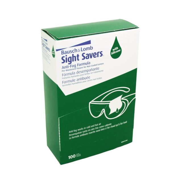 Bausch & Lomb Sight Savers Pre-Moistened Anti-Fog Tissues, 5 5/16in x 2 5/16in, Case Of 100 8576
