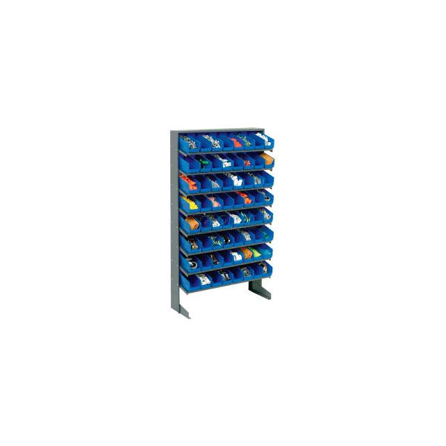 GoVets™ 8 Shelf Floor Pick Rack - 64 Blue Plastic Shelf Bins 4 Inch Wide 33x12x61 426BL603
