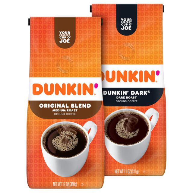 Dunkin Donuts Ground Original 12 Oz And Dunkin Dark 11 Oz Coffee Bundle (Min Order Qty 2) MPN:600-00240
