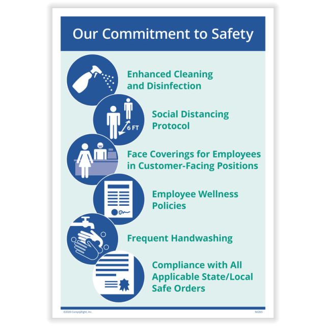 ComplyRight Corona Virus And Health Safety Poster, Our Commitment To Safety, English, 10in x 14in (Min Order Qty 3) MPN:N0267PK1