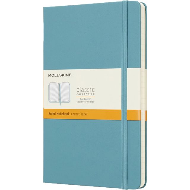 Moleskine Classic Hard Cover Notebook, 5in x 8-1/4in, Ruled, 240 Pages, Reef Blue (Min Order Qty 4) MPN:715345