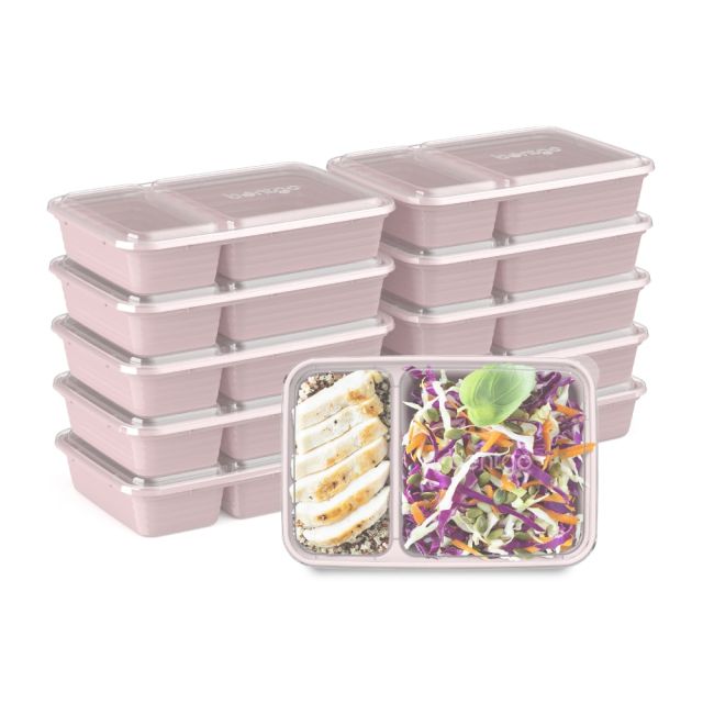 Bentgo Prep 2-Compartment Containers, 6-1/2inH x 6inW x 9inD, Pink, Pack Of 10 Containers (Min Order Qty 5) MPN:BGPRP2-PK