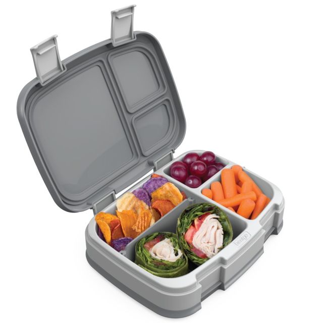 Bentgo Fresh 4-Compartment Bento-Style Lunch Box, 2-7/16inH x 7inW x 9-1/4inD, Gray (Min Order Qty 2) MPN:BGOFR-2Y