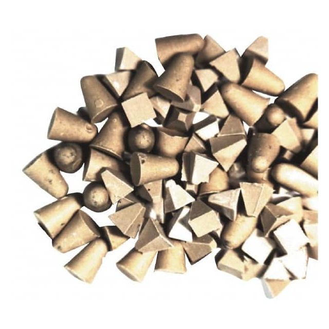 Cone & Pyramid Tumbling Media: Plastic Carrier, Zirconia Alumina Abrasive, 1/4 & 3/8