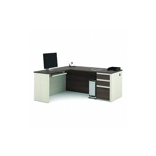 L-Shape Desk 71-7/64 in W Chocolate MPN:99860-52