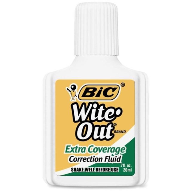 BIC Wite-Out Extra Coverage Correction Fluid, 20 mL Bottles, White, Pack Of 12 (Min Order Qty 3) MPN:WOFEC12WE