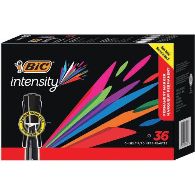 BIC Intensity Permanent Markers - Broad Marker Point - Chisel Marker Point Style - Black - 36 / Box (Min Order Qty 2) MPN:GPMM36BK