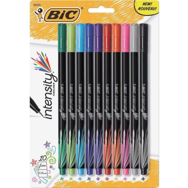 BIC Intensity Fineliner Marker Pens, Fine Point, 0.4 mm, Assorted Ink Colors, Pack Of 10 Pens (Min Order Qty 8) MPN:FPINFAP10AST