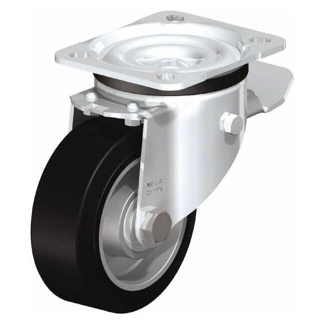 Swivel Top Plate Caster: Solid Rubber, 4