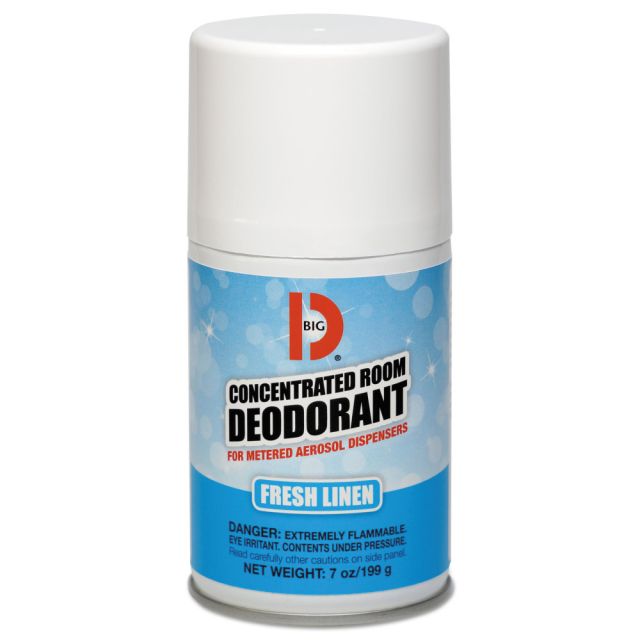 BIG D Metered Concentrated Room Deodorant, Fresh Linen Scent, 7 Oz, Carton Of 12 Aerosol Containers MPN:047200