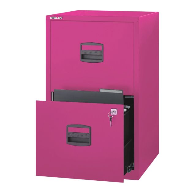 Bisley PFA 16inD Vertical 2-Drawer File Cabinet, Metal, Fuchsia MPN:FILE2-FU