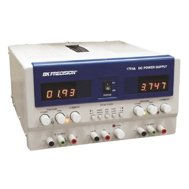 350 Watt, (A & B) 0 to 2 Amp, (C) 5 Amp, 240 VAC Input, (A & B) 0 to 30 VDC, (C) 4 to 6.50 VDC Output, Benchtop Power Supply MPN:1760A