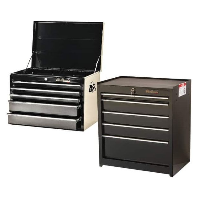 5 Drawer, 2 Piece, Black Steel Top Chest/Roller Cabinet Combo MPN:0591715/0591721
