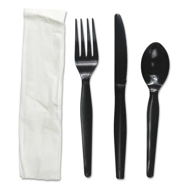 Boardwalk Heavyweight 4-Piece Cutlery Kits, Black, Pack Of 250 Kits (Min Order Qty 2) MPN:FKTNHWPSBLA