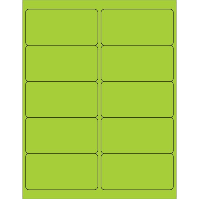 Office Depot Brand Permanent Labels, LL178GN, Rectangle, 4in x 2in, Fluorescent Green, Case Of 1,000 MPN:LL178GN