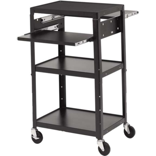 Bretford Basics A2642DNS-E5 Multimedia Cart with 6-Outlet Electrical - 4 Casters - 5in Caster Size - Steel - 24in Width x 18in Depth x 43in Height - Black MPN:A2642DNS-E5