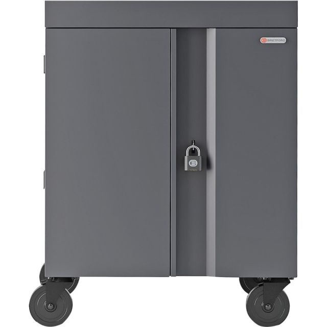 Bretford CUBE Cart - 2 Shelf - 4 Casters - Steel - 30in Width x 26.5in Depth x 37.5in Height - Charcoal - For 32 Devices MPN:TVC32PAC-CK