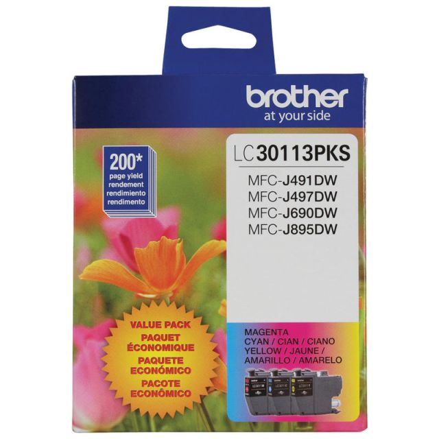 Brother LC3011 Cyan, Magenta, Yellow Ink Cartridges, Pack Of 3, LC30113PKS (Min Order Qty 3) MPN:LC30113PKS