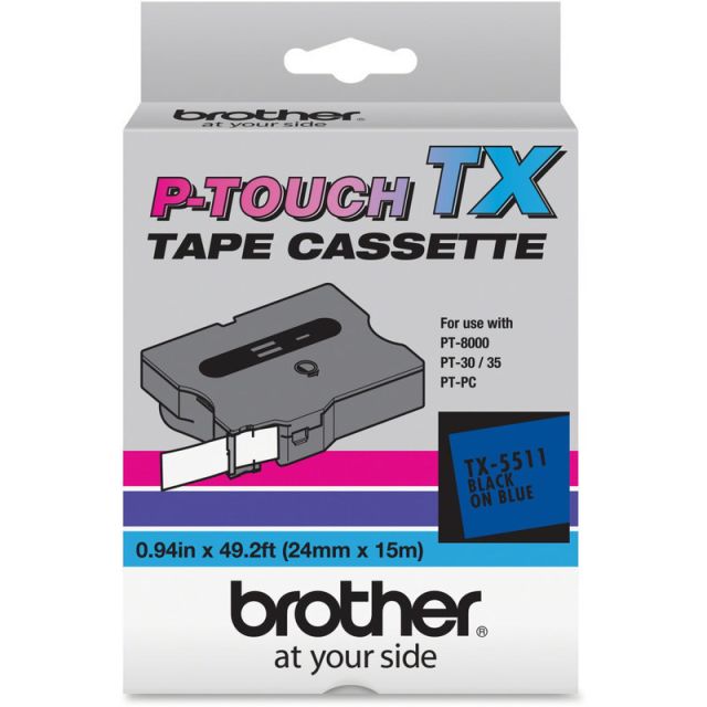 Brother - Black, blue - Roll (0.98 in x 50 ft) 1 pcs. lamination film - for P-Touch PT-30, PT-35, PT-8000, PT-PC (Min Order Qty 2) MPN:TX5511