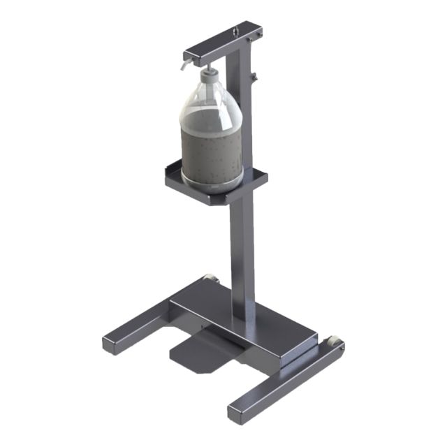 Built Sanitizer Floor Stand, 37in x 20in x 16-1/2in, Metallic Silver MPN:122877-00MS