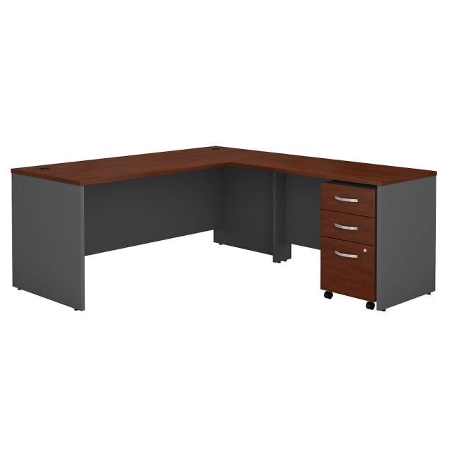 Bush Business Furniture Components 72inW L Shaped Desk with 3 Drawer Mobile File Cabinet, Hansen Cherry/Graphite Gray, Standard Delivery MPN:SRC001HCSU