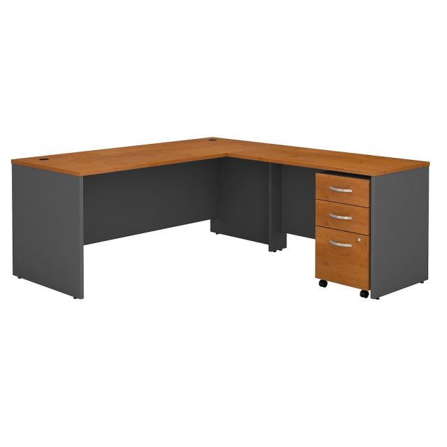 Bush Business Furniture Components 72inW L Shaped Desk with 3 Drawer Mobile File Cabinet, Natural Cherry/Graphite Gray, Standard Delivery MPN:SRC001NCSU