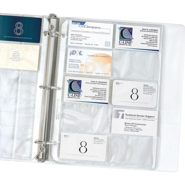 C-Line Business Card Holders Without Tabs, 8 1/8in x 11 1/4in, 3-Hole Punched, Pack Of 10 (Min Order Qty 24) MPN:61217