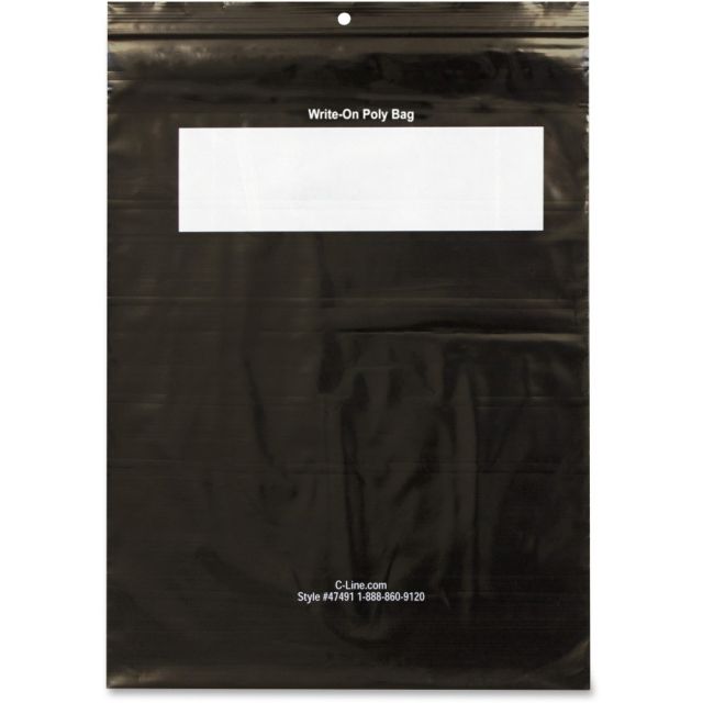 C-Line Write-On Reclosable Poly Bags For Tools, 9inW x 12inL, Black, Box Of 1,000 MPN:47491
