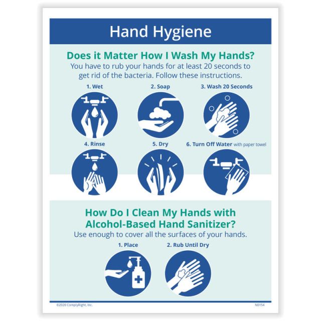 ComplyRight Corona Virus And Health Safety Poster, Hand Hygiene Instructions, English, 10in x 14in (Min Order Qty 3) MPN:N0137PK1
