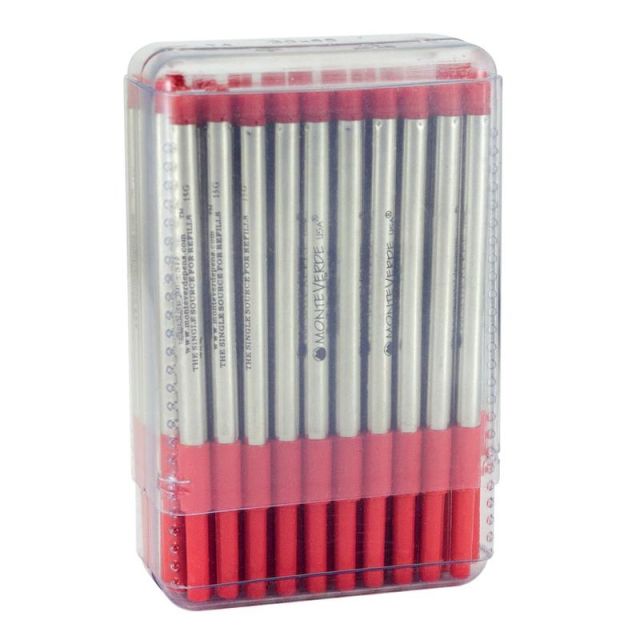 Monteverde Ballpoint Refills For Sheaffer Ballpoint Pens, Medium Point, 0.7 mm, Red, Pack Of 50 Refills S134RD