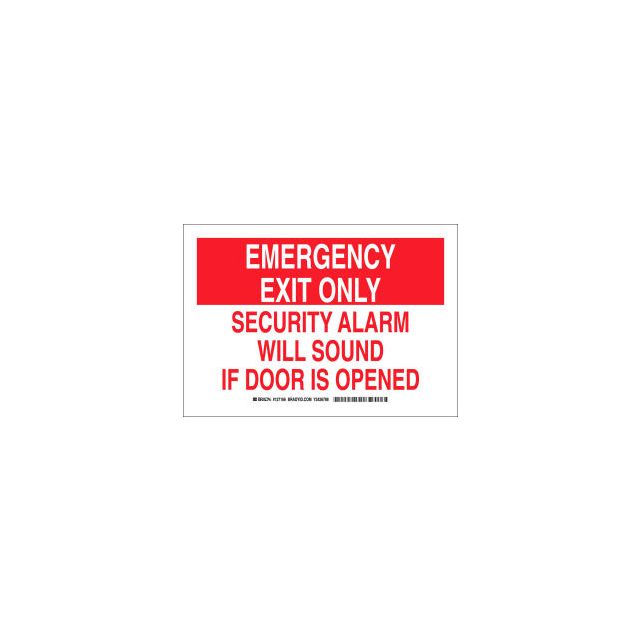 Brady® 127165 Emergency Exit Only Security Alarm Will Sound If Door Is Opened Sign, 10