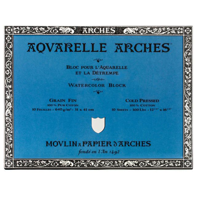 Arches Aquarelle Watercolor Block, 300 Lb, Cold Press, 12in x 16in MPN:200177596