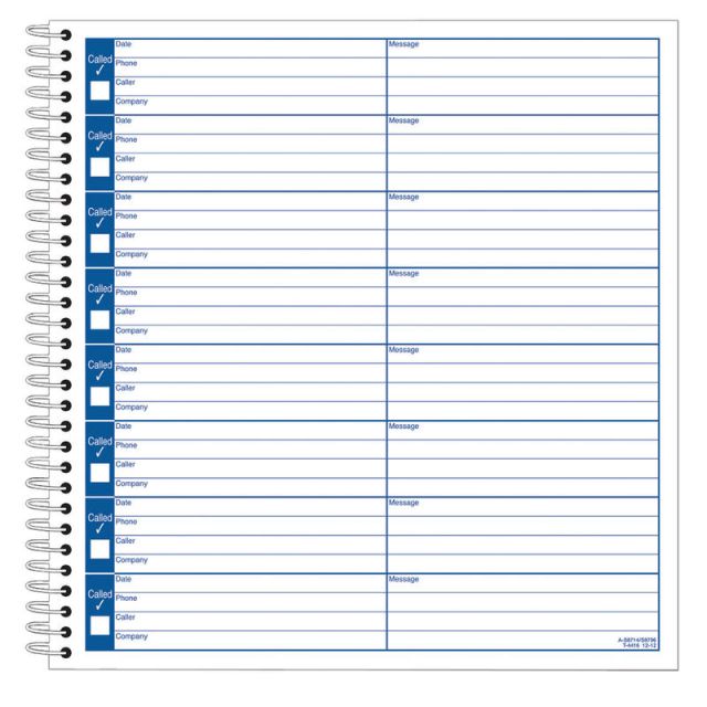 Adams Voicemail Log Book, 8 1/4in x 8 1/2in, 120 Pages, White/Canary Yellow (Min Order Qty 16) S8796