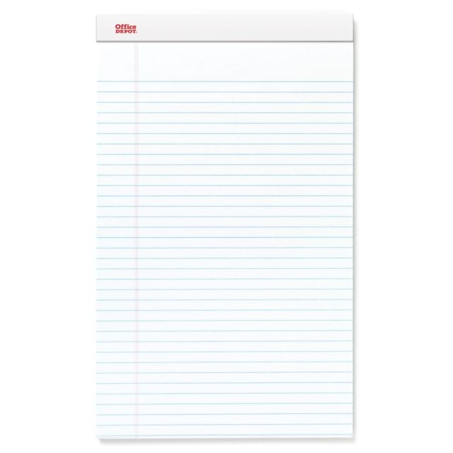 Office Depot Brand Writing Pads, 8 1/2in x 14in, Legal/Wide Ruled, 50 Sheets, White, Pack Of 12 Pads (Min Order Qty 4) MPN:99419