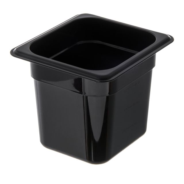 StorPlus 1/6-Size Plastic Food Pans, 6inH x 6 3/8inW x 6 3/4inD, Black, Pack Of 6 MPN:3068503