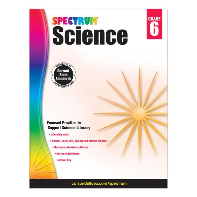 Carson-Dellosa Spectrum Science Workbook, Grade 6 (Min Order Qty 5) MPN:704619