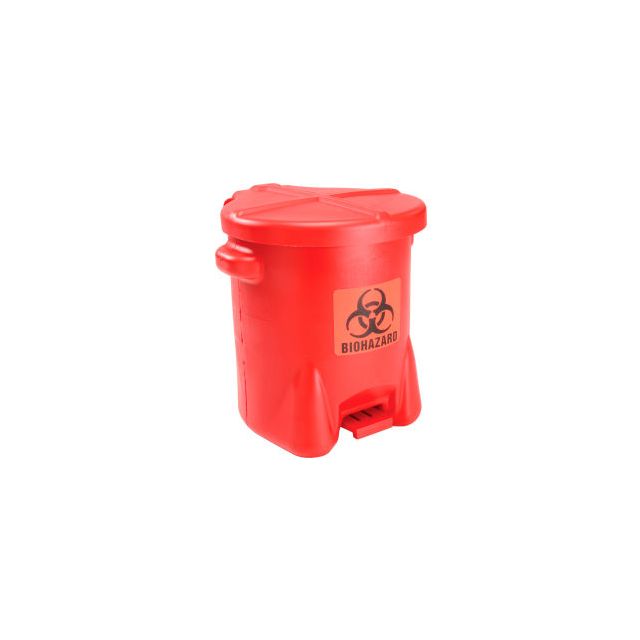 Eagle 14 Gallon Safety Poly Biohazardous Waste Can, Red - 947BIO