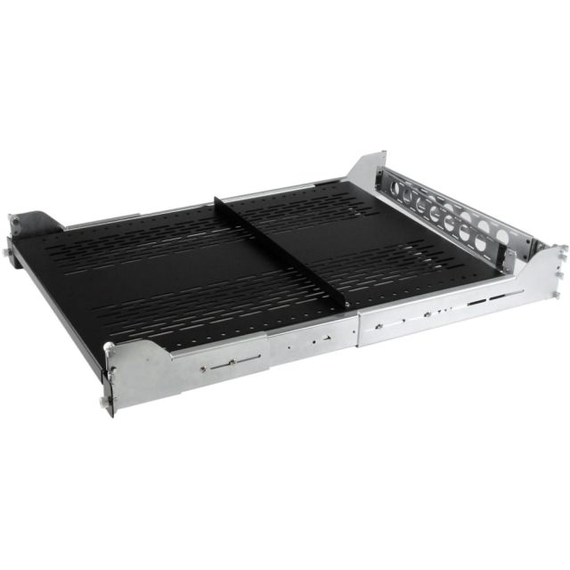 StarTech.com 2U Vented Sliding Rack Shelf w/ Cable Management Arm & Adjustable Mounting Depth - 200lbs / 90.7kg - For Server - 2U Rack Height x 19in Rack Width x 31.80in Rack Depth - Rack-mountable - Black - Cold-rolled Steel (CRS) - 200 lb Maximum Weigh 