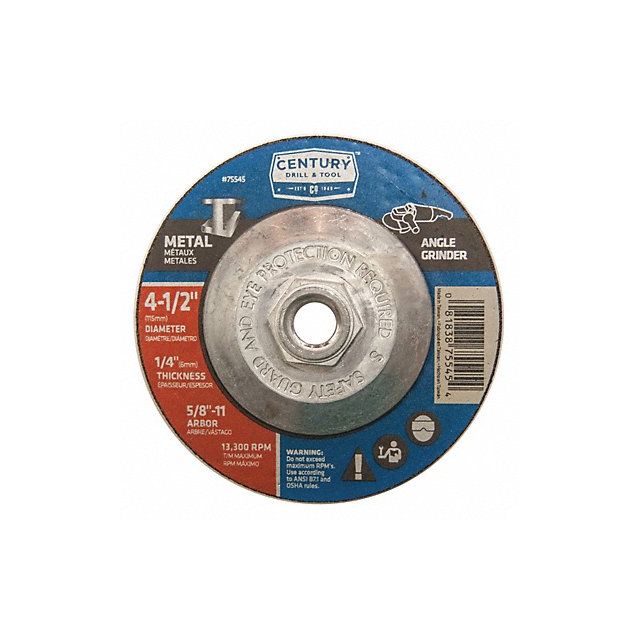 Metal Grinding Wheel 4-1/2x1/4in Type 27 MPN:75545