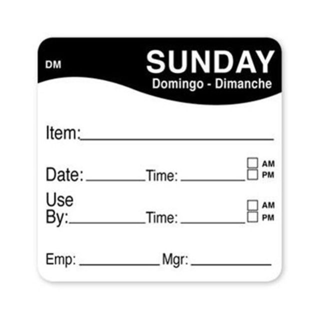 DayMark DissolveMark Sunday Use By Labels, 81486, 2in x 2in, Roll Of 250 Labels (Min Order Qty 3) MPN:IT110053-7-SUN